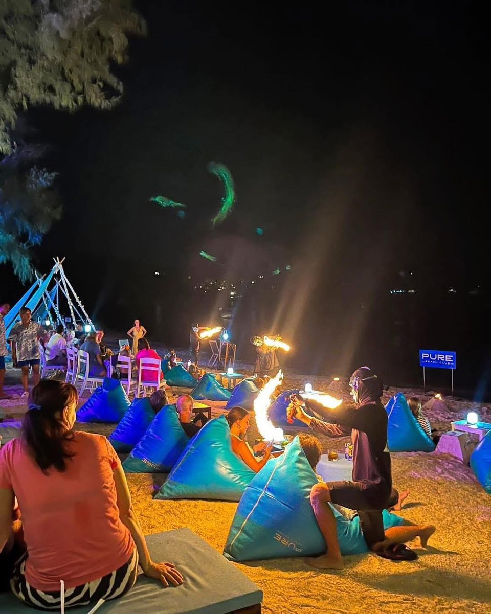 Fire show performance on the beach at The Blue Spice, Choeng Mon Beach, New Year’s Eve