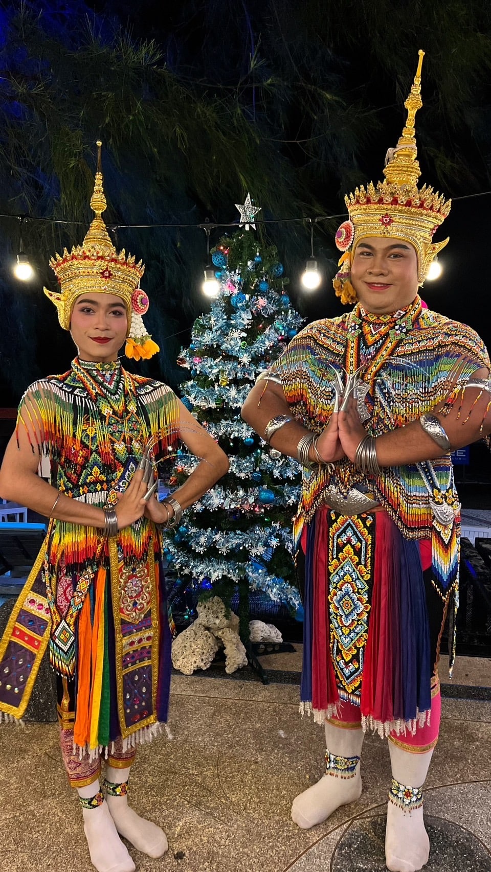 Thai classical dancing performers at The Blue Spice beachfront restaurant, Choeng Mon Beach